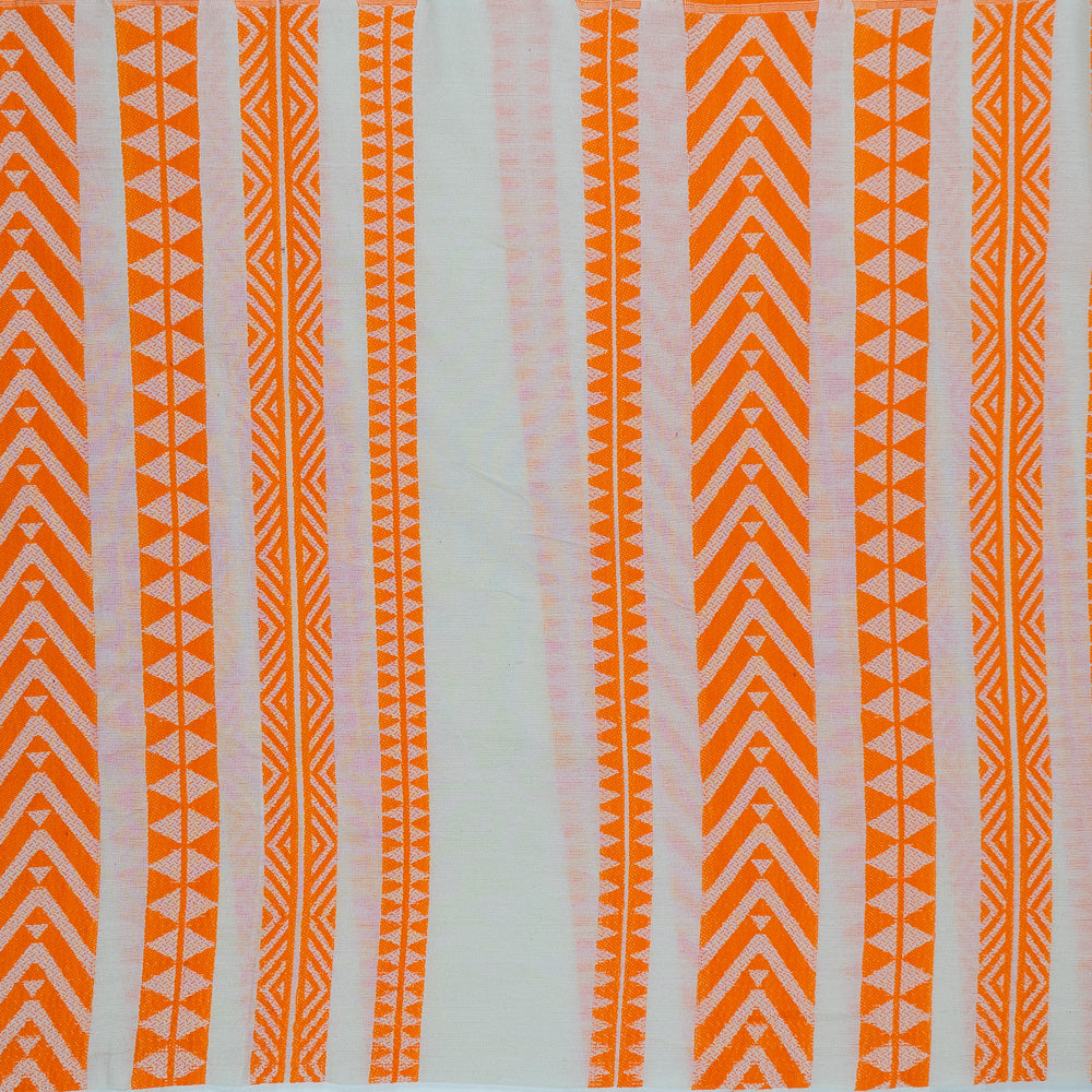 white-with-orange-stripes-jacquard-fabric