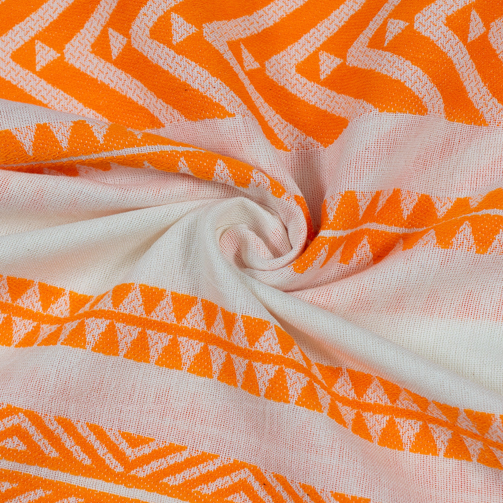 white-with-orange-stripes-jacquard-fabric