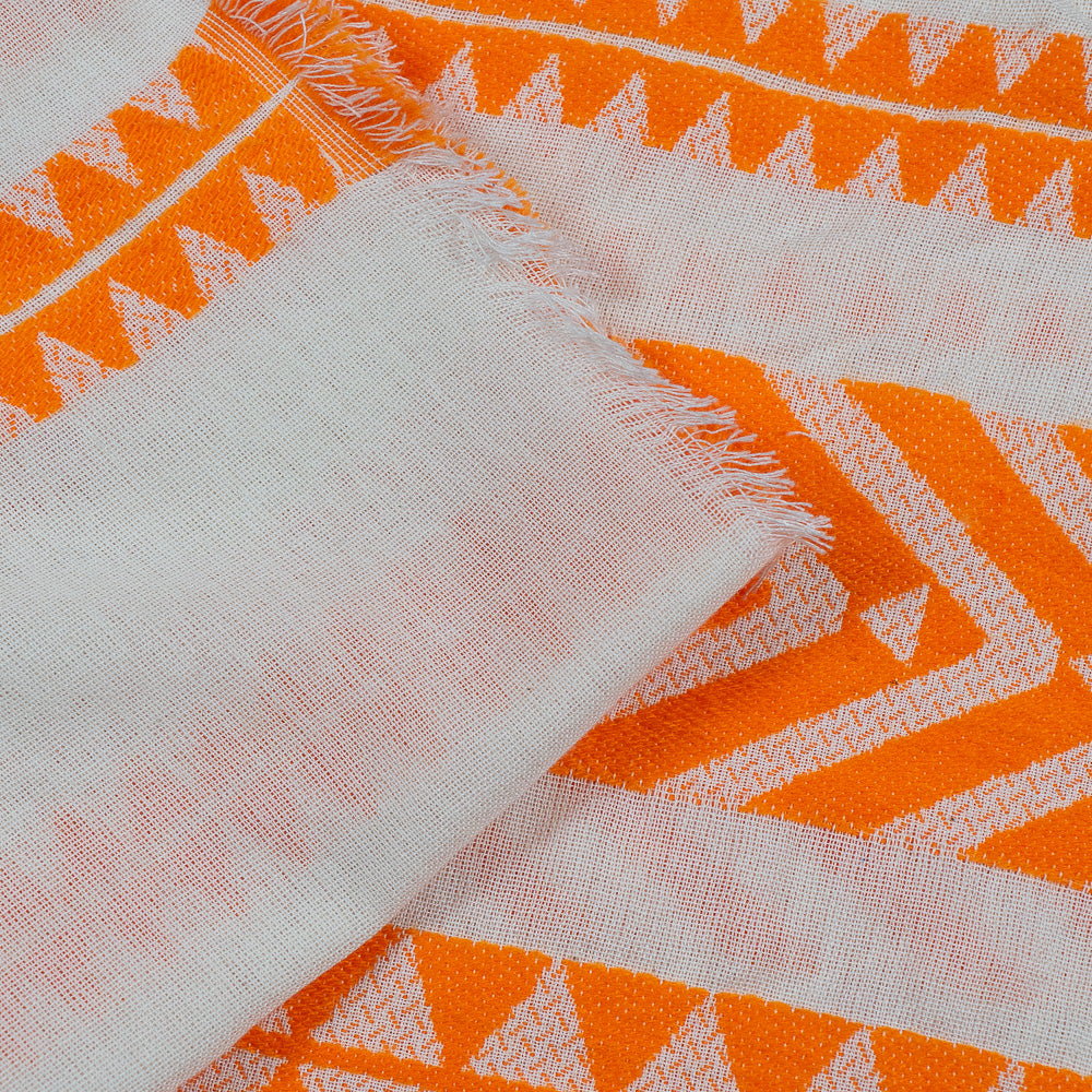 white-with-orange-stripes-jacquard-fabric