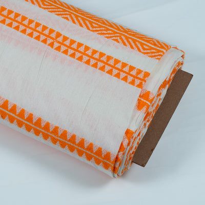 white-with-orange-stripes-jacquard-fabric