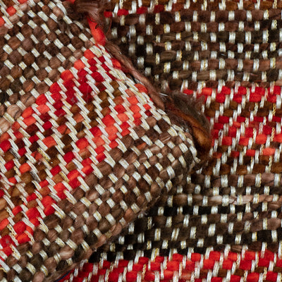 red-with-brown-jacquard-fabric