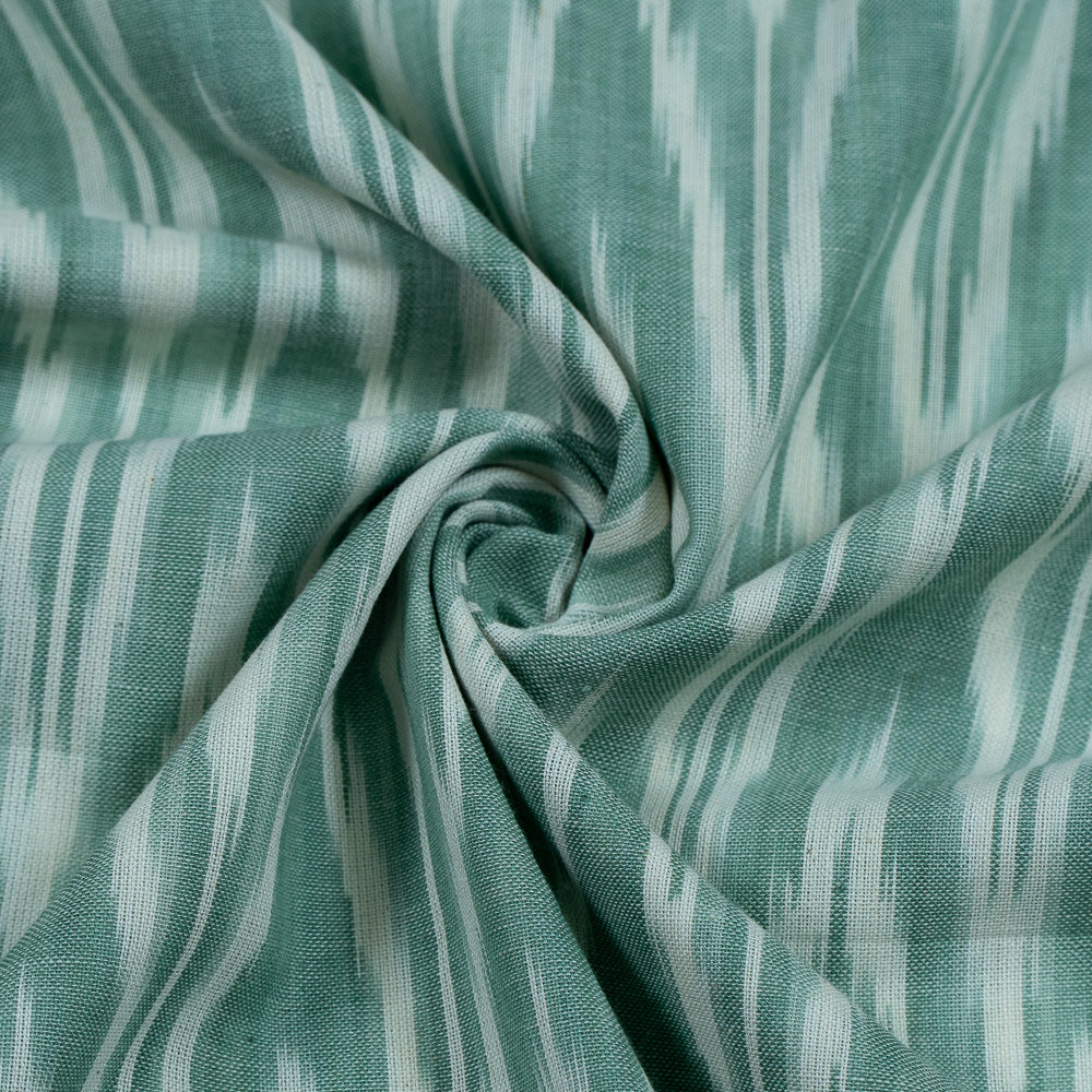 light-green-with-white-color-ikat-fabric