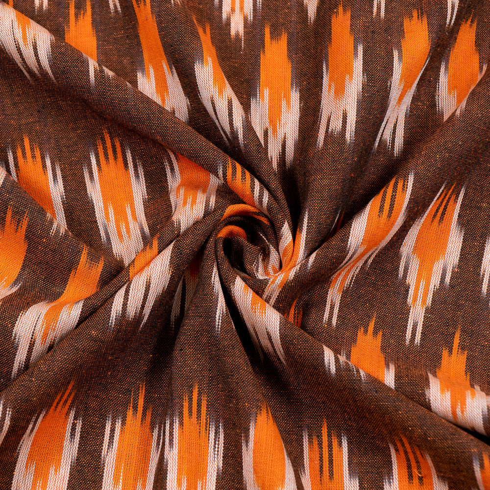 brown-with-orange-shade-ikat-fabric