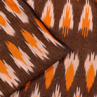 brown-with-orange-shade-ikat-fabric