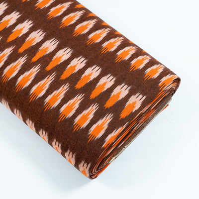 brown-with-orange-shade-ikat-fabric