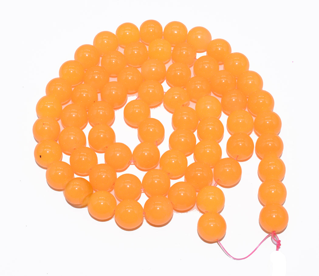 Carrot Orange Round Painted Glass Beads