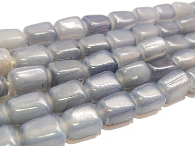 Gray Fire Polished Tumble Glass Beads