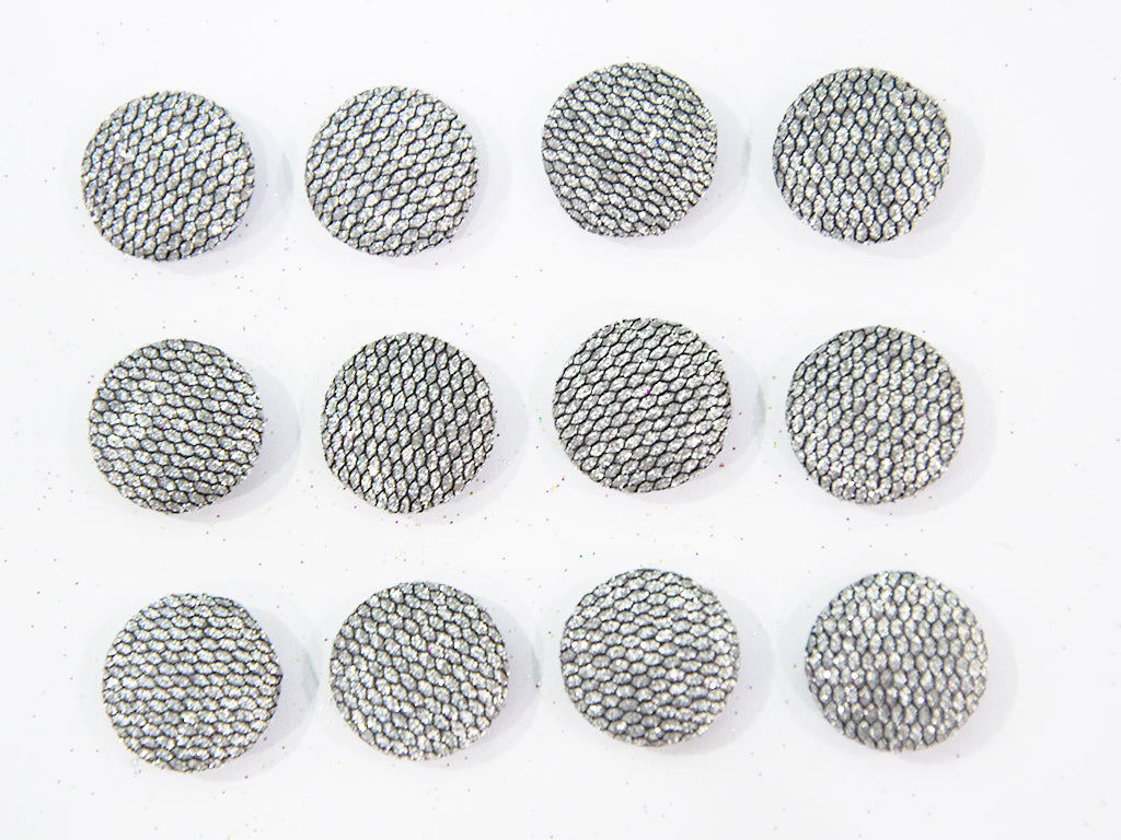 Silver Glitter Fabric Buttons