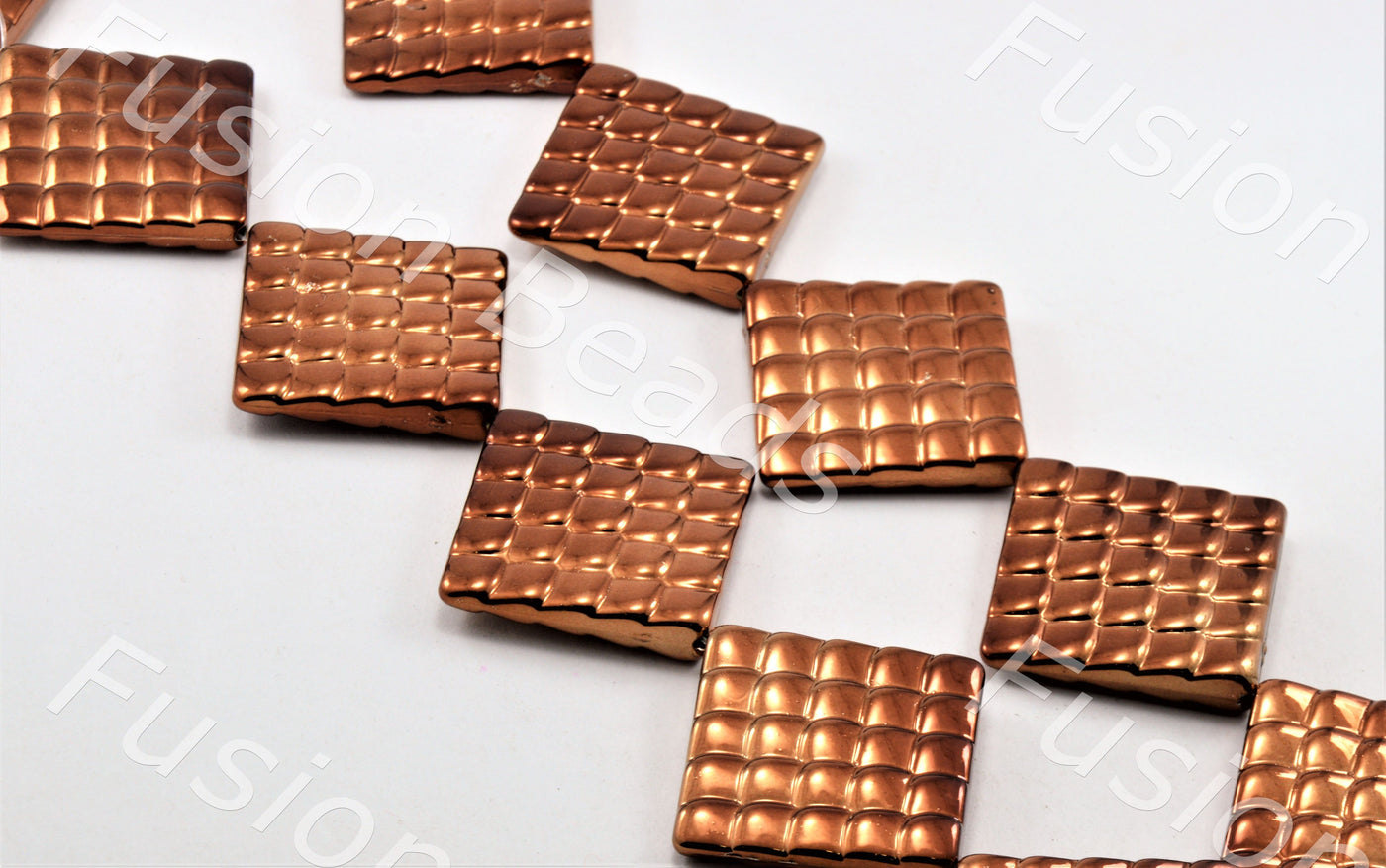 Copper Metallic Grooved Square Shaped Plastic Stone (11469585491)