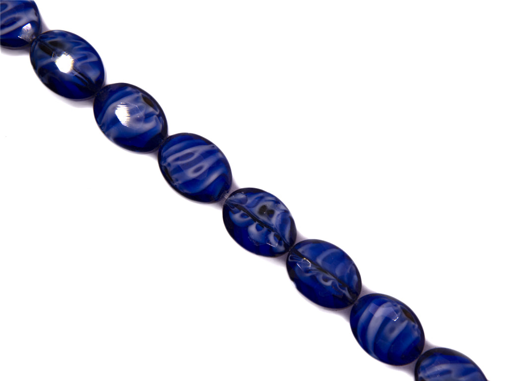 Dark Blue White Double Tone Designer Glass Beads