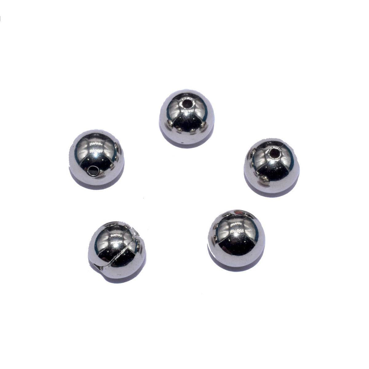 Silver Designer Circular Acrylic Beads - 12x12 mm