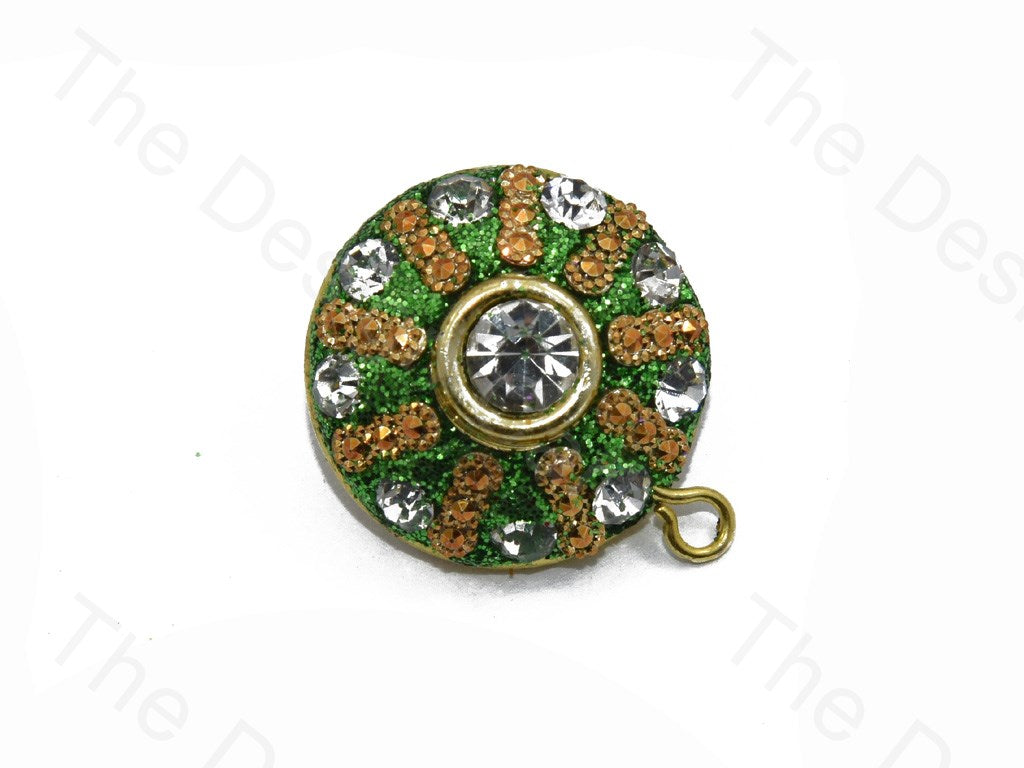 3 Circles Green Sparkling Stone Handcrafted Buttons (426952359970)