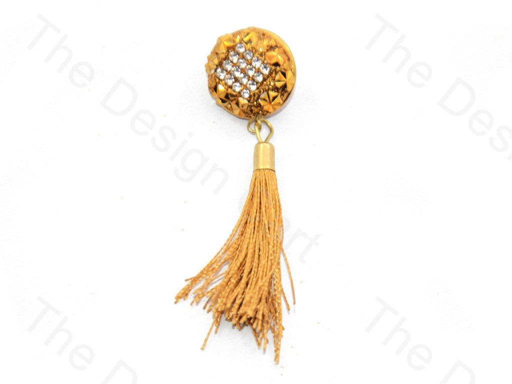 Square Stones Golden Handcrafted Tassel Button (440464605218)