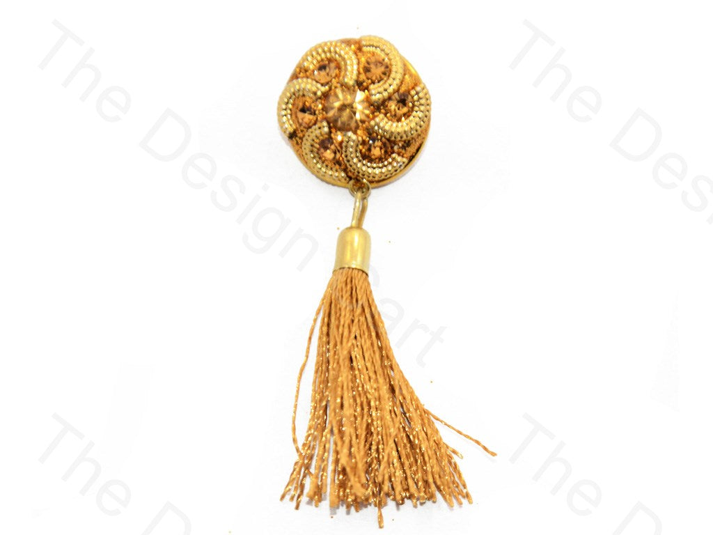 Spiral Flower Design Golden Handcrafted Tassel Button (440464637986)