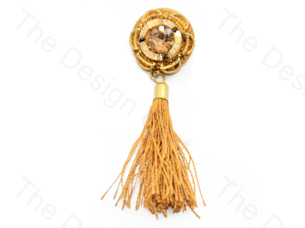 Sunflower Dial Stone Golden Handcrafted Tassel Button (440464703522)