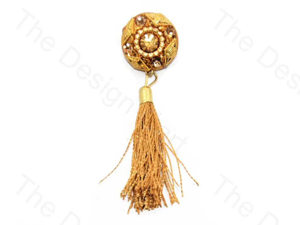 4 Golden Stones Golden Handcrafted Tassel Button (440464801826)