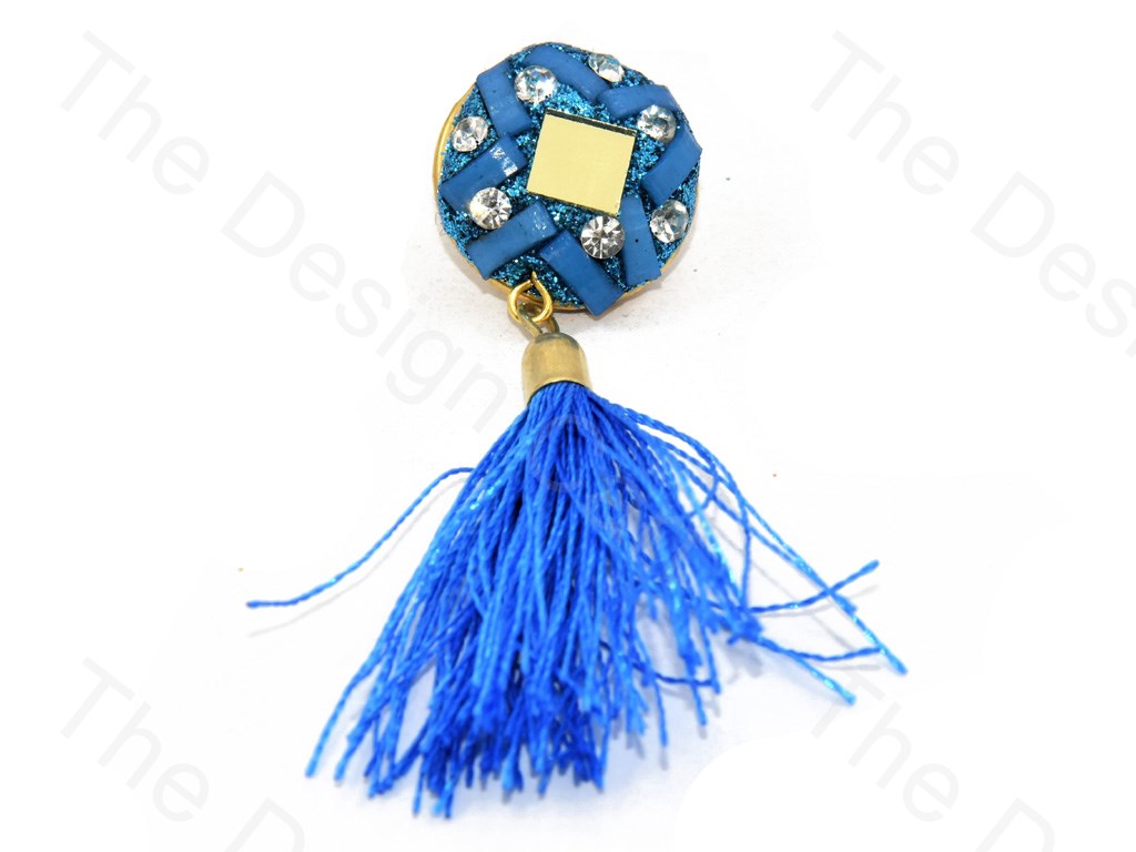 Blue Glass Handcrafted Tassel Buttons (444300328994)