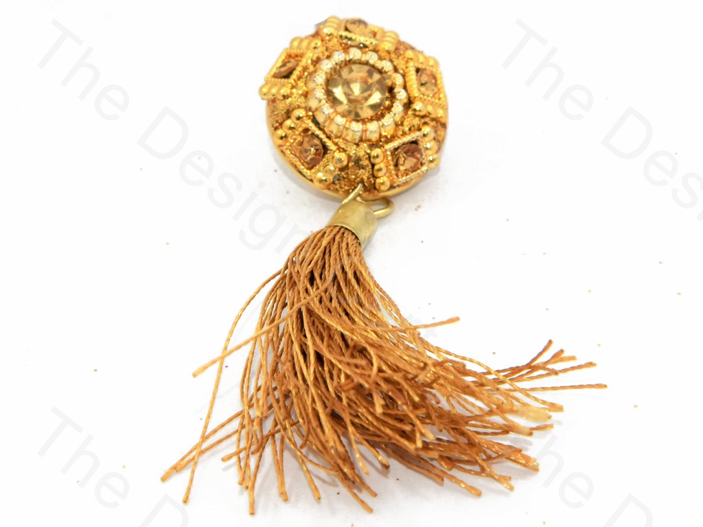 5 Rectangles Golden Handcrafted Tassel Buttons (444300787746)