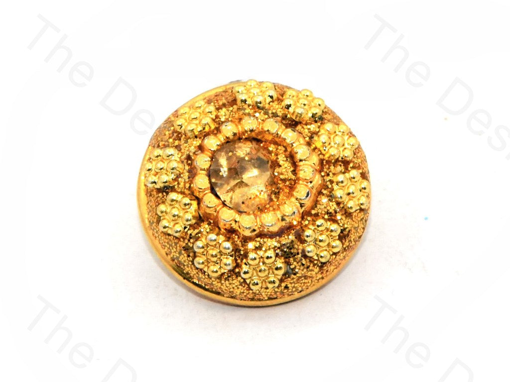 Golden Flowers Center Stone Golden Handcrafted Buttons (444300984354)