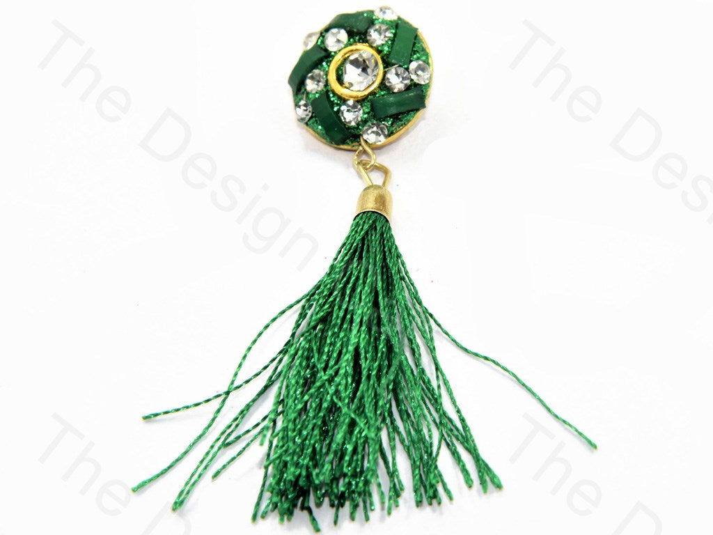 Green Stone Handcrafted Tassel Buttons (446431428642)