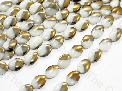 White Golden Dual Circular Designer Beads | The Design Cart (549555994658)