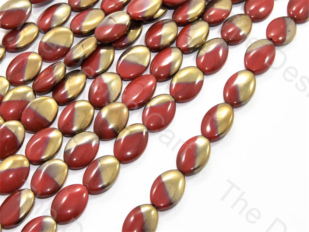 Red Golden Dual Oval Designer Beads | The Design Cart (549556355106)