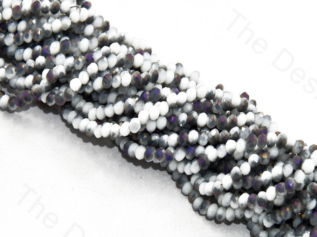 White Gray Opaque Dual Tone Rondelle / Tyre Faceted Crystal Beads | The Design Cart (1557078278178)