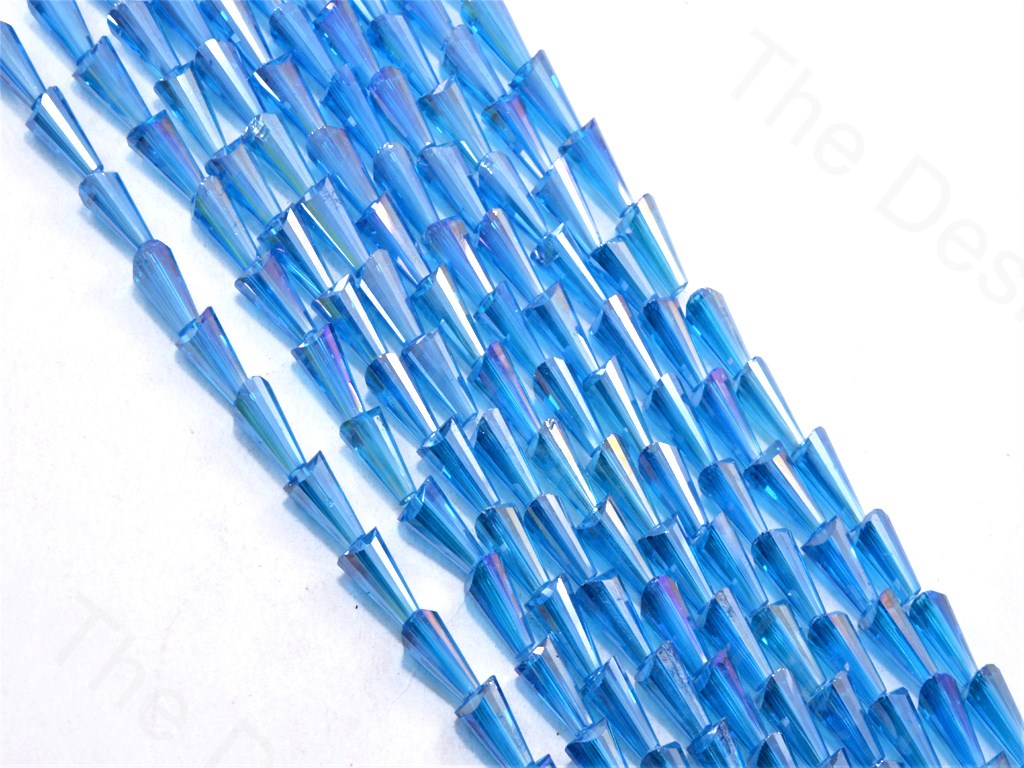 Aqua Blue Transparent Rainbow Conical Crystal Beads | The Design Cart (1557077491746)