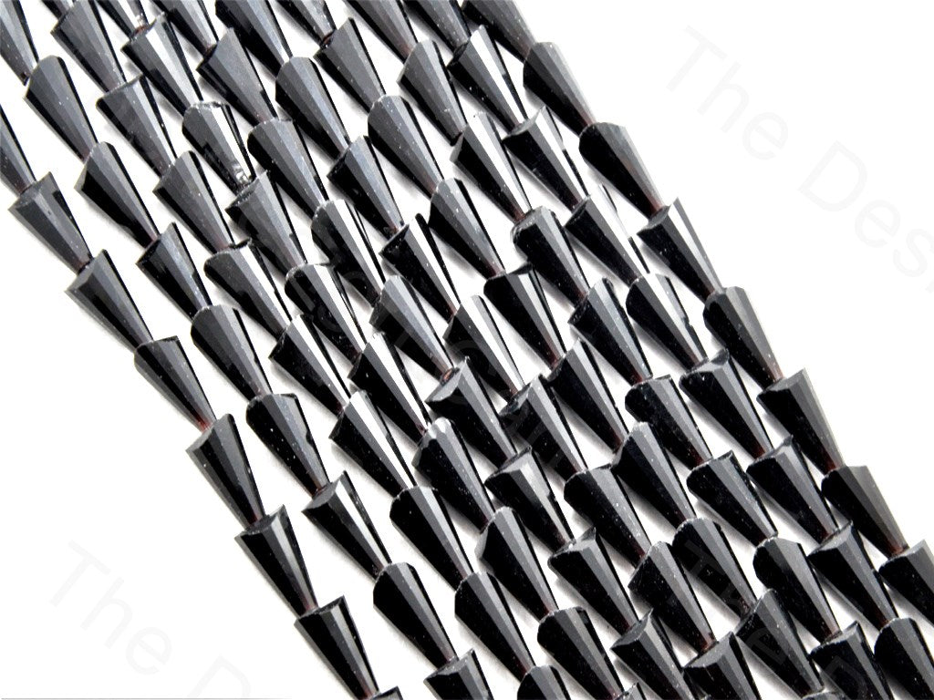 Jet Black Opaque Conical Crystal Beads | The Design Cart (1557077590050)