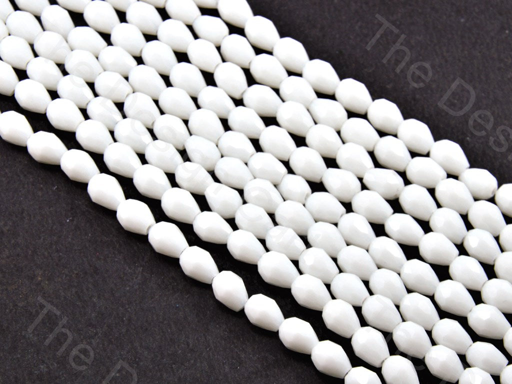 White Opaque Drop / Briolette Crystal Beads | The Design Cart (1557076443170)