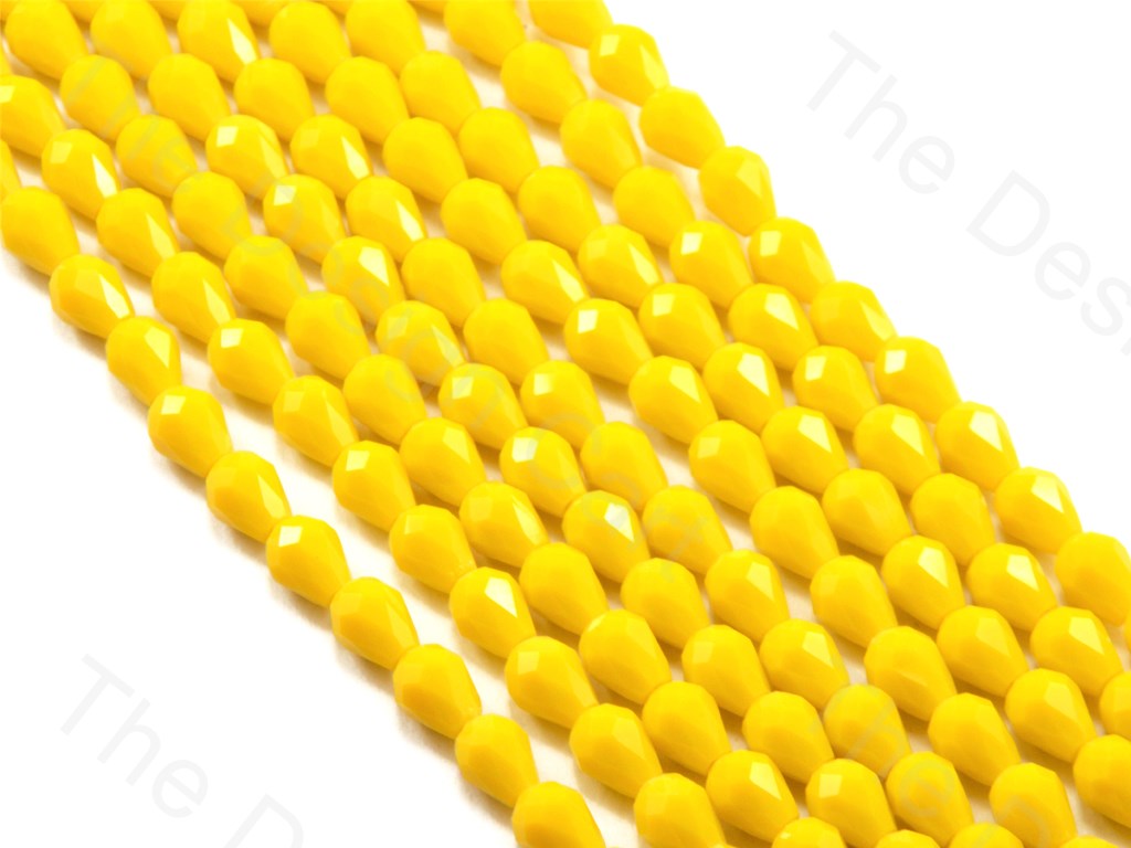 Yellow Opaque Drop / Briolette Crystal Beads | The Design Cart (1557076475938)