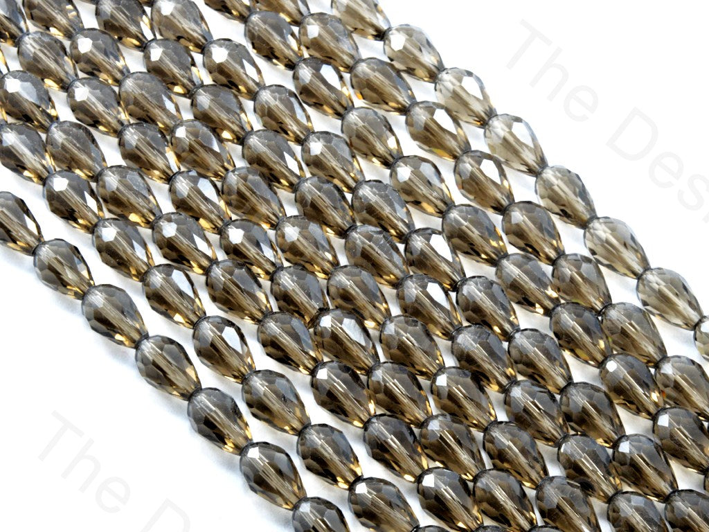 Gray Black Transparent Drop / Briolette Crystal Beads | The Design Cart (1557076574242)