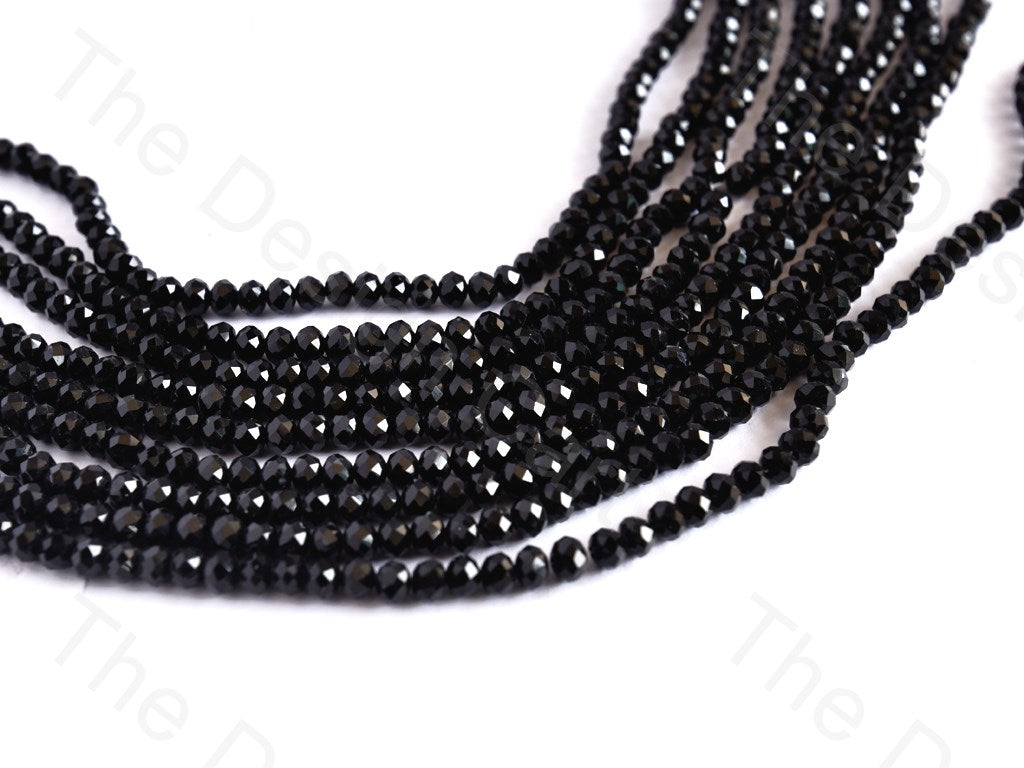 Jet Black Rondelle / Tyre Faceted Crystal Beads | The Design Cart (1557073264674)