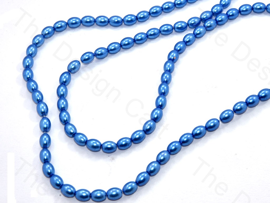 Blue Oval Shaped Glass Pearl | The Design Cart (531403472930)