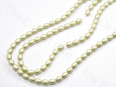 Peridot / Olive Green Oval Shaped Glass Pearl | The Design Cart (531403669538)