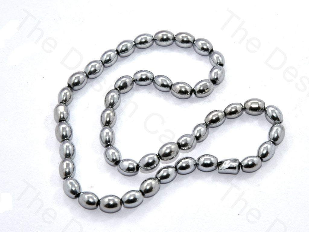 Metallic Silver Oval Shaped Glass Pearl | The Design Cart (531403735074)