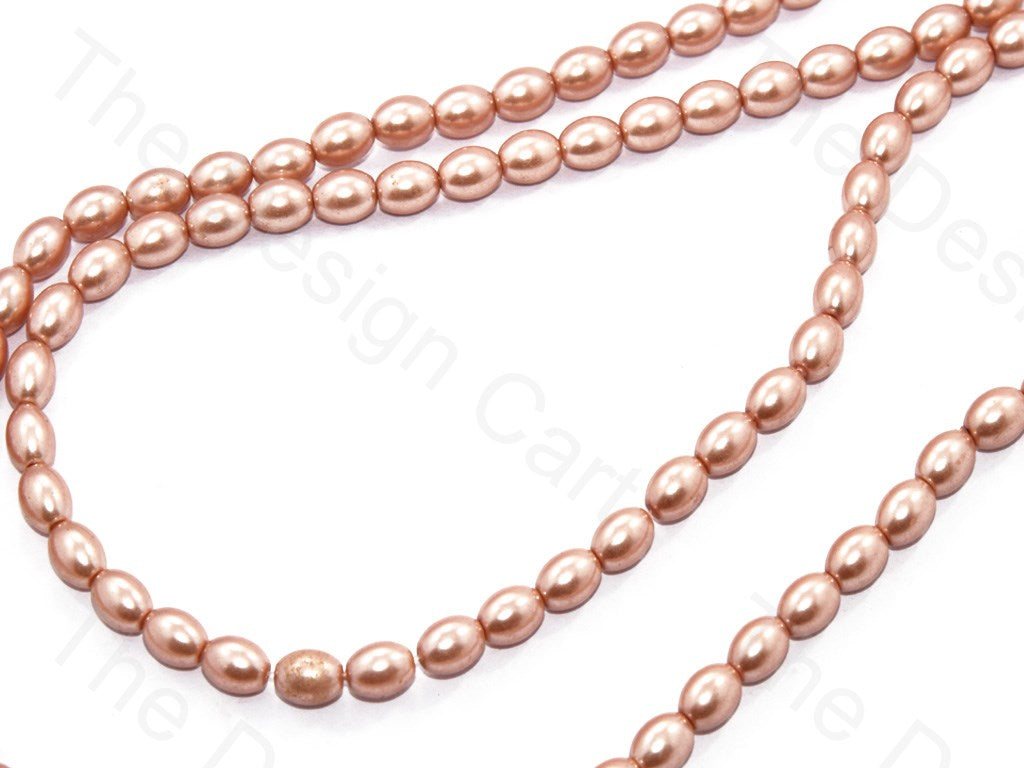 Peach Golden Oval Shaped Glass Pearl | The Design Cart (531403767842)