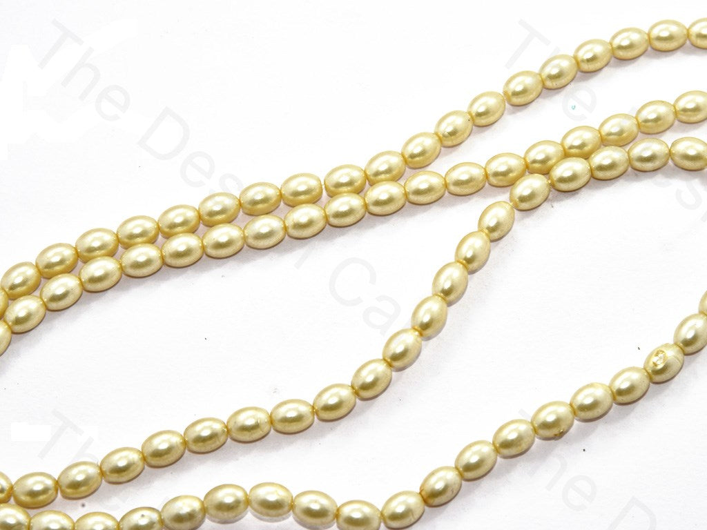 Light Yellow Oval Shaped Glass Pearl | The Design Cart (531403800610)