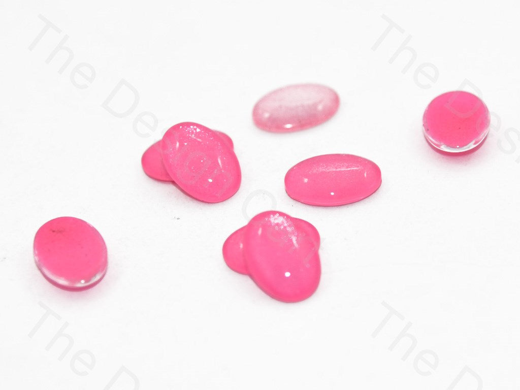 Pink Silver Oval Glass Stones (401483005986)