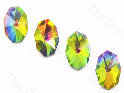 Rainbow / Multicolour Hexa Shaped Glass Stone (11324258259)