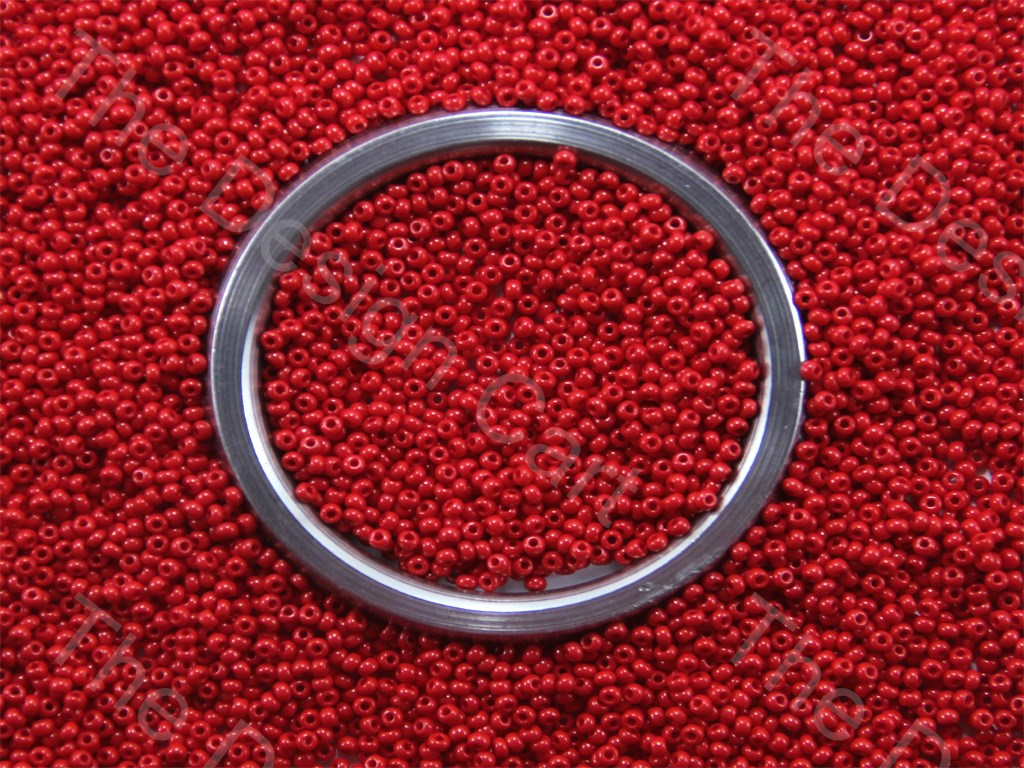 Bright Red Opaque Preciosa Round Seed Beads (1426893963298)
