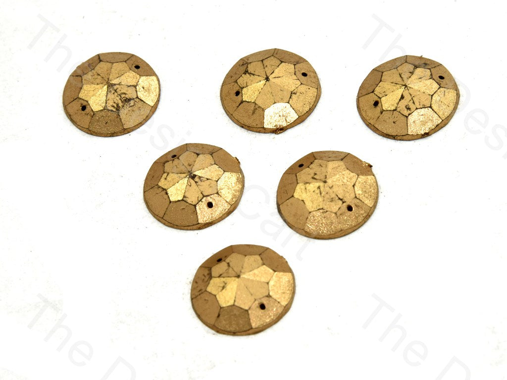 Golden Circular Flower Design Plastic Stones (424125890594)