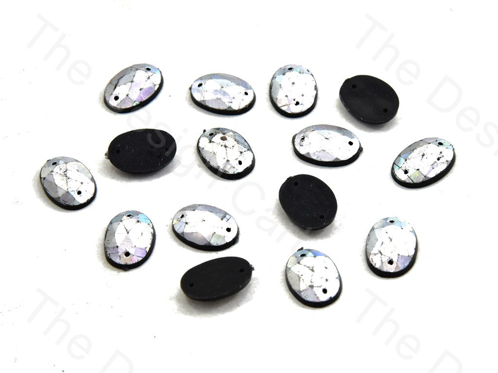 Silver Rainbow Oval Plastic Stones (424125792290)