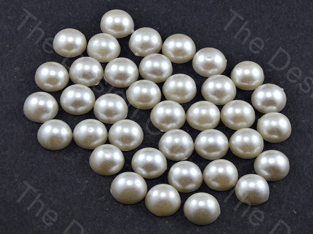 Cream Opaque Hemi Spherical Pearl - with Center Hole (12354048723)