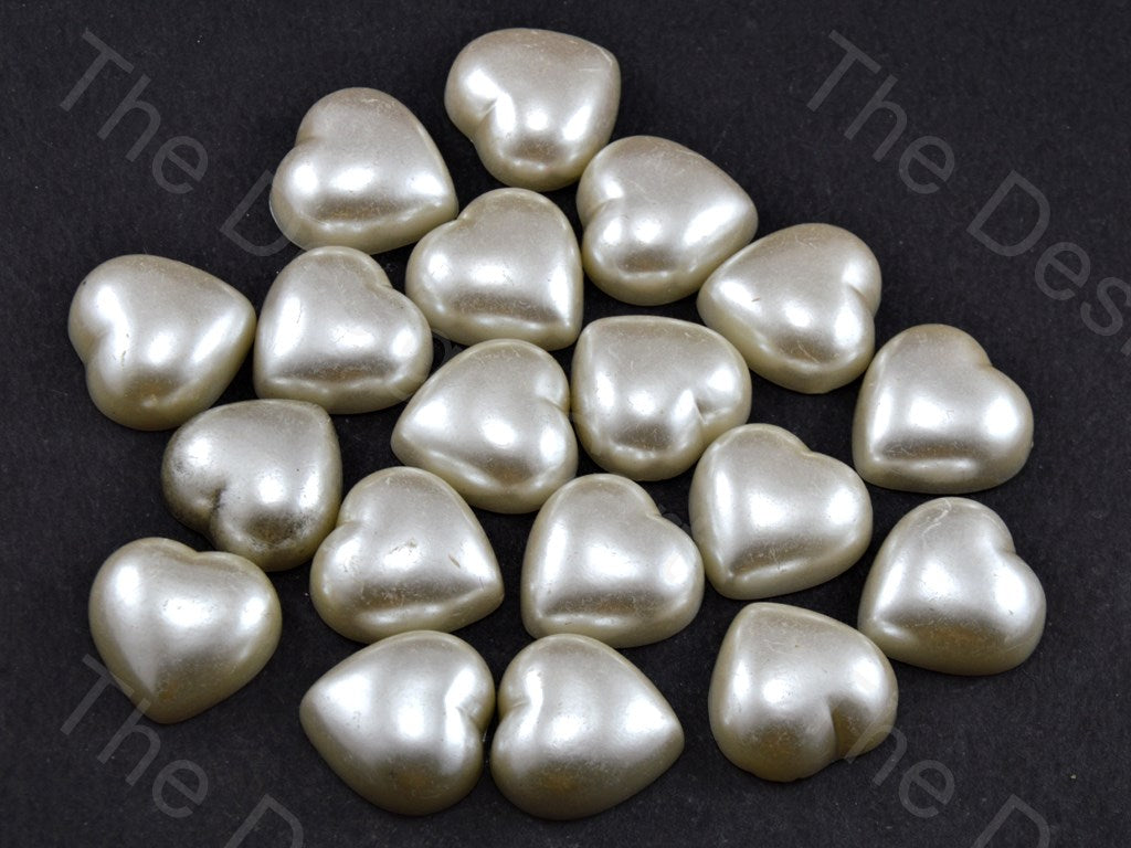 Cream Opaque Heart Shaped Plastic Stone (11756629779)
