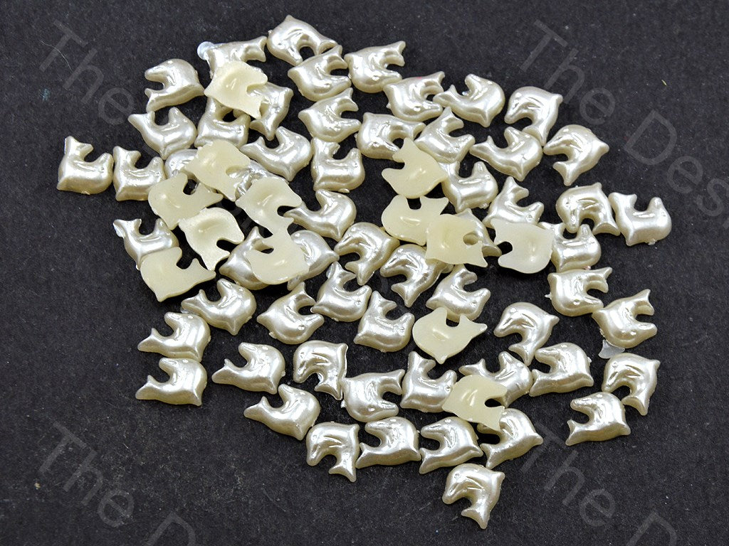 Cream Opaque Dolphin Shaped Plastic Stone (11756628435)