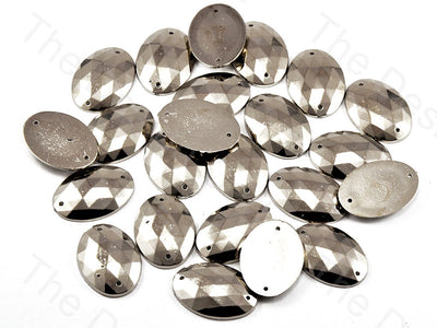 Silver Oval Shaped Plastic Stone (11646524307)