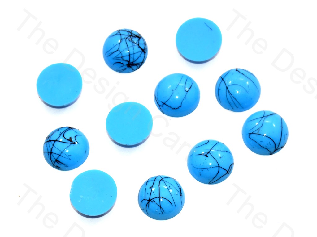 Blue Black Lines Design Round Plastic Stones (440883970082)