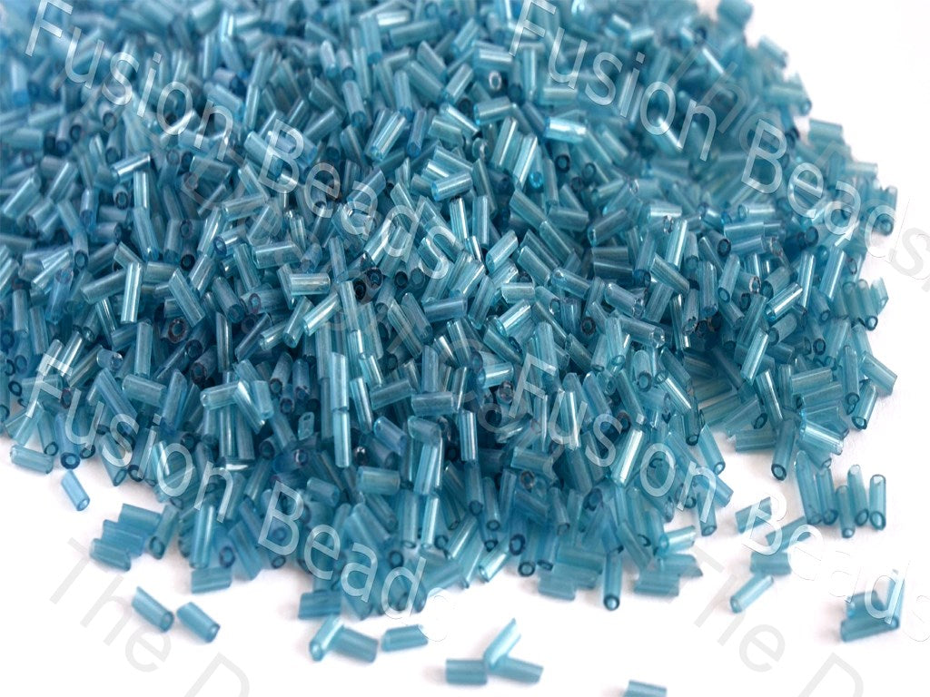 Transparent Turquoise Bugle / Pipe Glass Beads (420044472354)