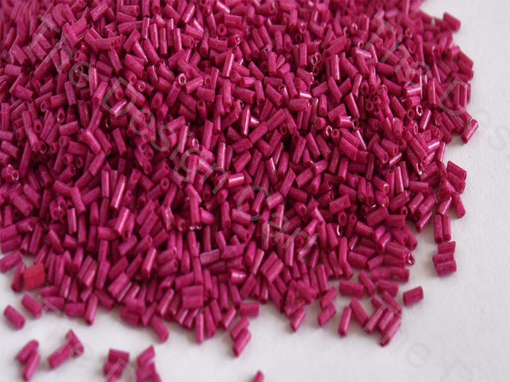 Opaque Pink Pipe / Bugle Glass Beads (10685435475)